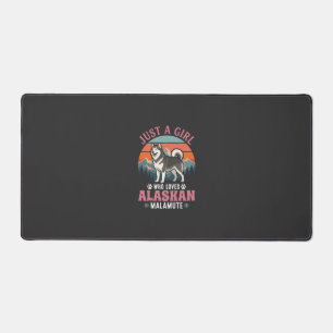Nur Mädchen Alaskan Malamute Hund Retro Sonnenunte Schreibtischunterlage