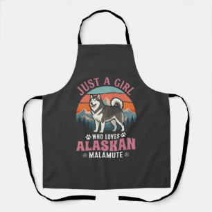 Nur Mädchen Alaskan Malamute Hund Retro Sonnenunte Schürze