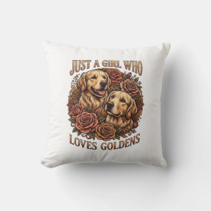 Nur Mädchen das Golden Retriever Hund Rosen liebt_ Kissen