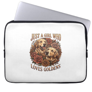 Nur Mädchen das Golden Retriever Hund Rosen liebt_ Laptopschutzhülle