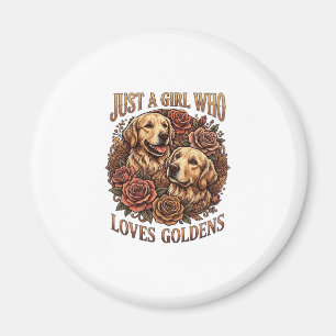 Nur Mädchen das Golden Retriever Hund Rosen liebt_ Magnet