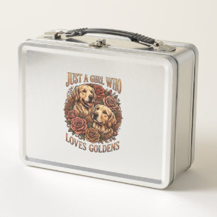 Nur Mädchen das Golden Retriever Hund Rosen liebt_ Metall Brotdose
