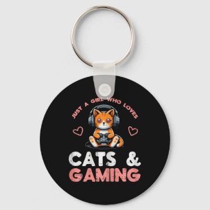 Nur Mädchen, das Katzen liebt, Gaming-Gamer-Mädche Schlüsselanhänger