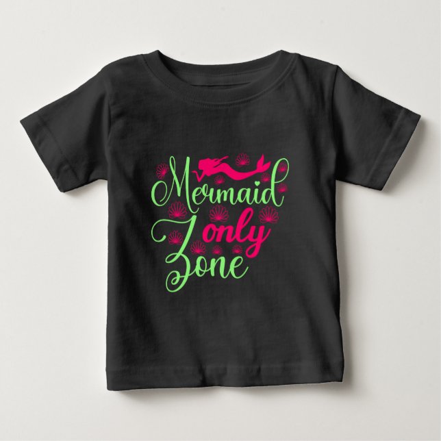 Nur Meerjungfrau-Zone in Hot Pink und Neon Green Baby T-shirt (Vorderseite)