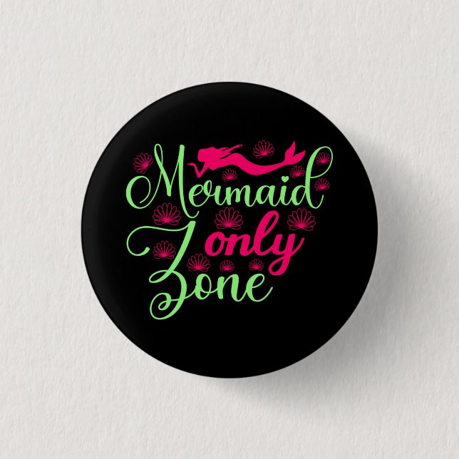 Nur Meerjungfrau-Zone in Hot Pink und Neon Green Button (Vorderseite)