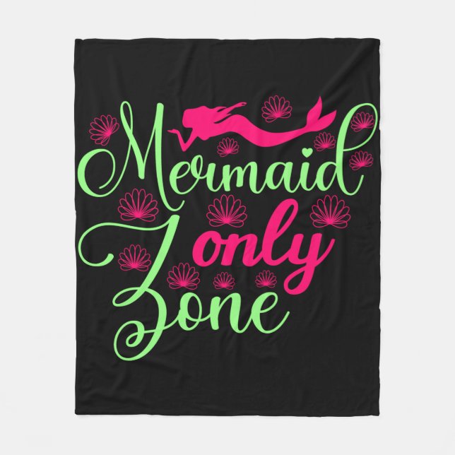 Nur Meerjungfrau-Zone in Hot Pink und Neon Green Fleecedecke (Vorderseite)