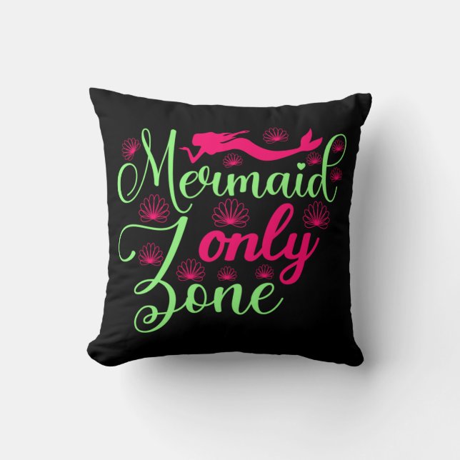 Nur Meerjungfrau-Zone in Hot Pink und Neon Green Kissen (Vorderseite)