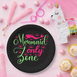 Nur Meerjungfrau-Zone in Hot Pink und Neon Green Pappteller