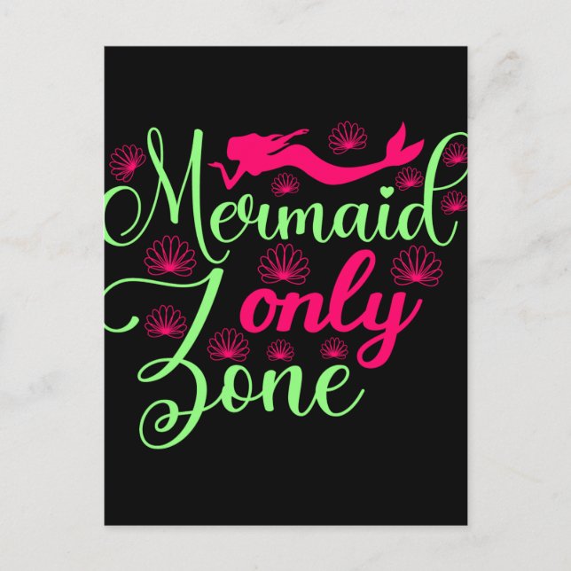 Nur Meerjungfrau-Zone in Hot Pink und Neon Green Postkarte (Vorderseite)