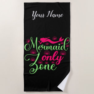 Nur Meerjungfrau-Zone in Hot Pink und Neon Green Strandtuch