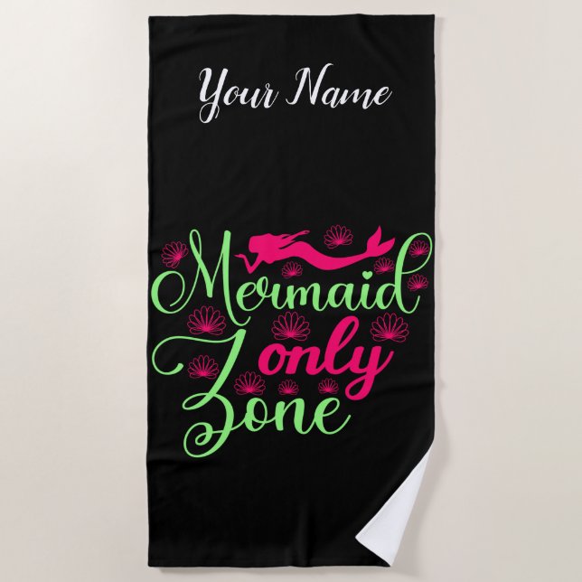 Nur Meerjungfrau-Zone in Hot Pink und Neon Green Strandtuch (Vorderseite)