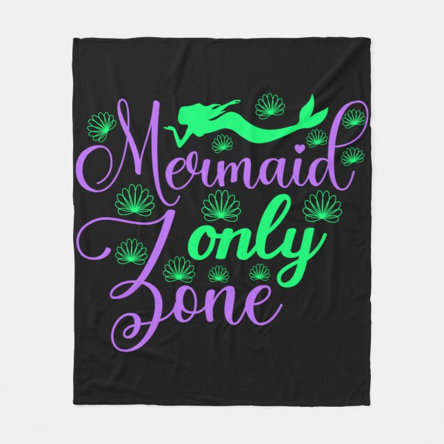 Nur Meerjungfrau Zone in Neon Green und Lila Fleecedecke (Vorderseite)