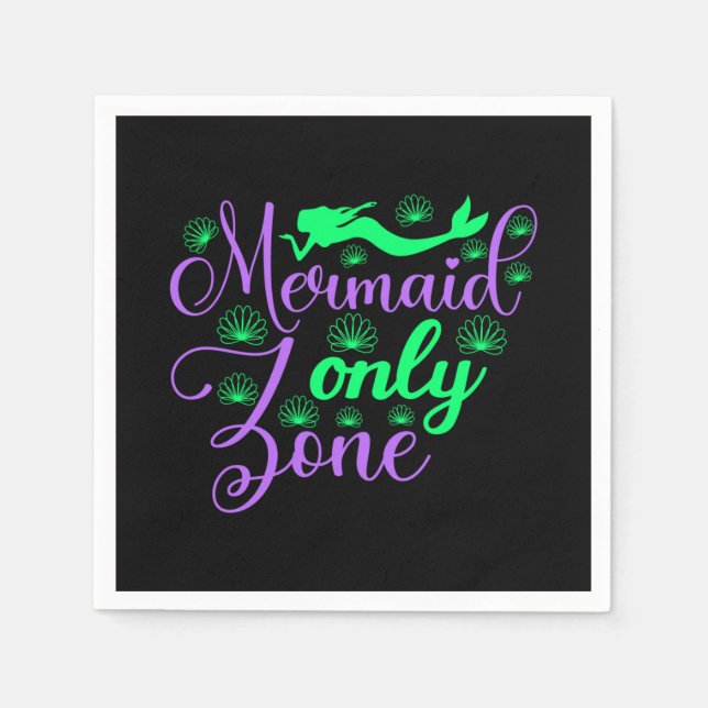 Nur Meerjungfrau Zone in Neon Green und Lila Serviette (Vorderseite)