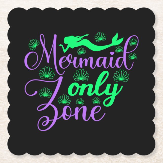 Nur Meerjungfrau Zone in Neon Green und Lila Untersetzer (Vorderseite)