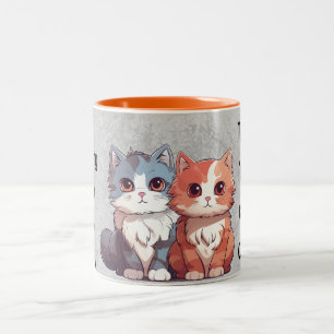 nur meine Katzen zu beobachten, kann mich glücklic Zweifarbige Tasse
