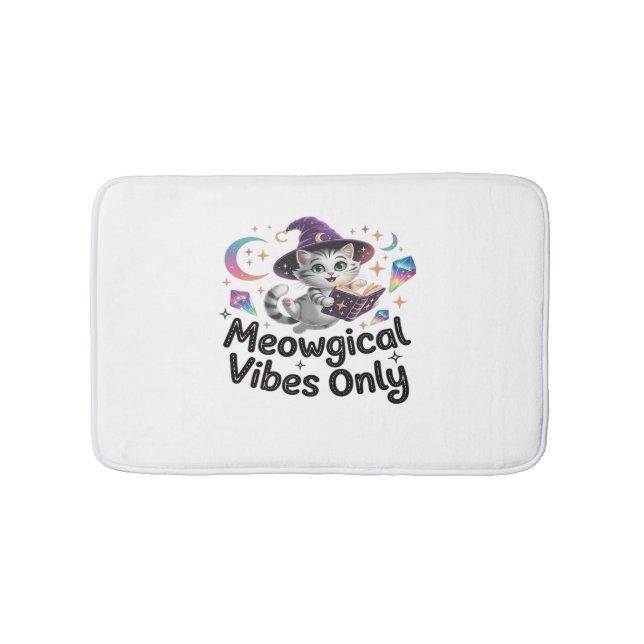 Nur Meowgical Vibes, Floating Kawaii Witch Cat Ov Badematte (Vorderseite)
