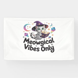 Nur Meowgical Vibes, Floating Kawaii Witch Cat Ov Banner