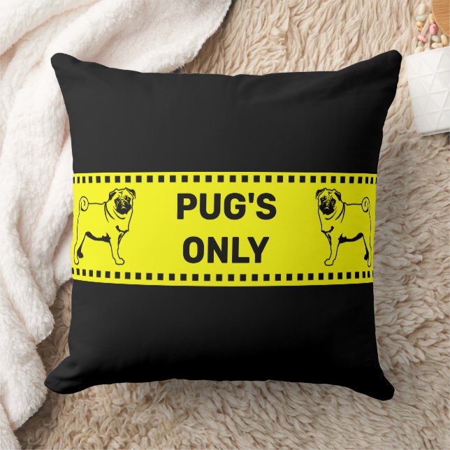 Nur Mops | Schwarzer Hund Kissen (Decke)
