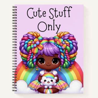 Nur niedliche Stuff - Lila Kawaii-Regenbogen Notizbuch