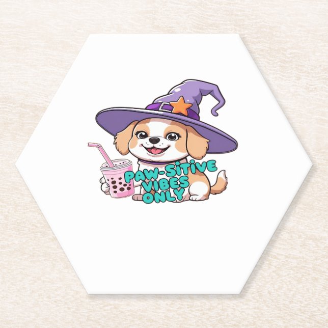 Nur � Niedlicher Hund mit Bubble Tee a Untersetzer (Vorderseite)