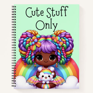 Nur niedliches Stuck - Green Kawaii Rainbow Notizbuch