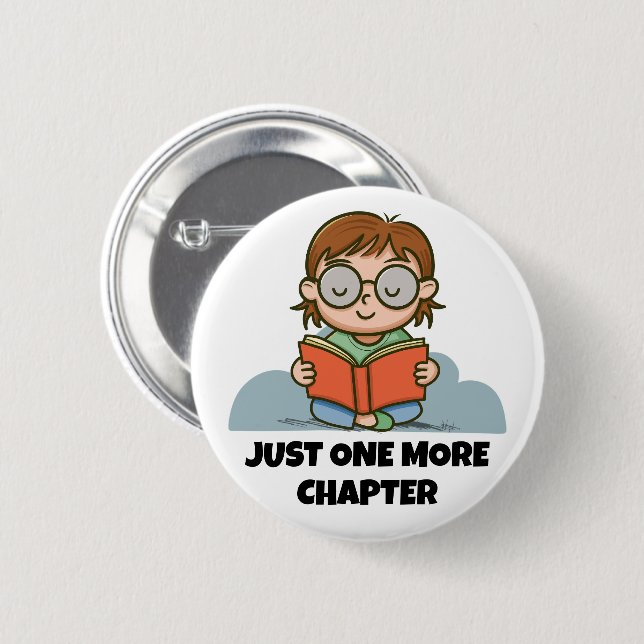 Nur noch ein Kapitel, lesender Bücherwurm Button (Vorne & Hinten)