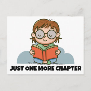 Nur noch ein Kapitel, lesender Bücherwurm Postkarte