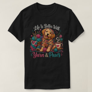 Nur noch eine Reihe Strickende Katze – Cozy Garn & T-Shirt
