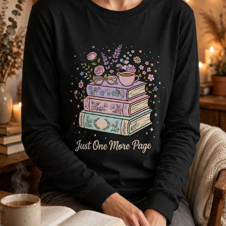 Nur noch eine Seite Florale Bücher Lesedesign T-Shirt