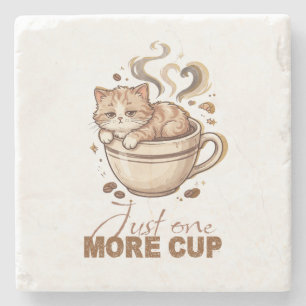 Nur noch eine Tasse Lustiger Katzen-Kaffee-Marmor- Steinuntersetzer