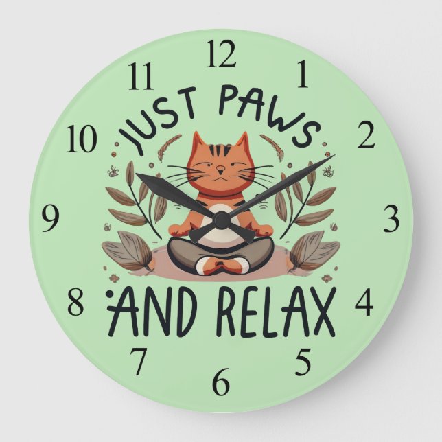 Nur Paare und Relax Yoga Cat Große Wanduhr (Vorderseite)