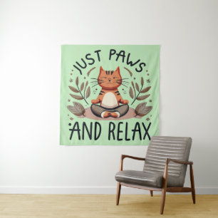 Nur Paare und Relax Yoga Cat Wandteppich