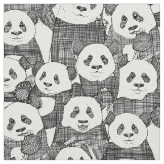 nur Panda Schwarz-weiß Stoff