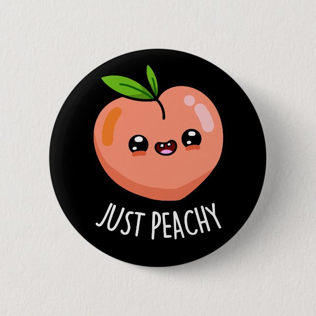 Nur Peachy Funny Peach Pun Dark BG Button (Vorderseite)
