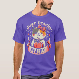 Nur Peachy Retro Cat Pfirsiche Sommerfrucht T-Shirt