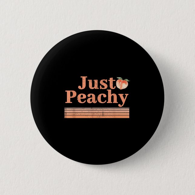 Nur Peachy Summer Fruit Retro Graphic Button (Vorderseite)