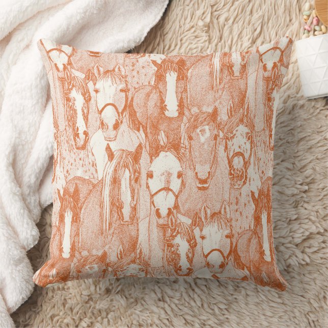 nur Pferde orange halb Perle Kissen (Decke)