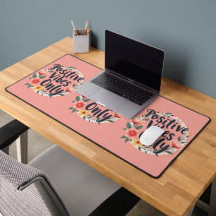 Nur positive Vibes Florales Kranzdesign Schreibtischunterlage