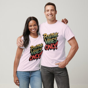 Nur positive Vibes!" Motivierend Typografie T-S T-Shirt
