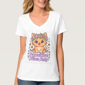 Nur positive Vibes - Süßes Sonnenblumen-Katzenshir T-Shirt