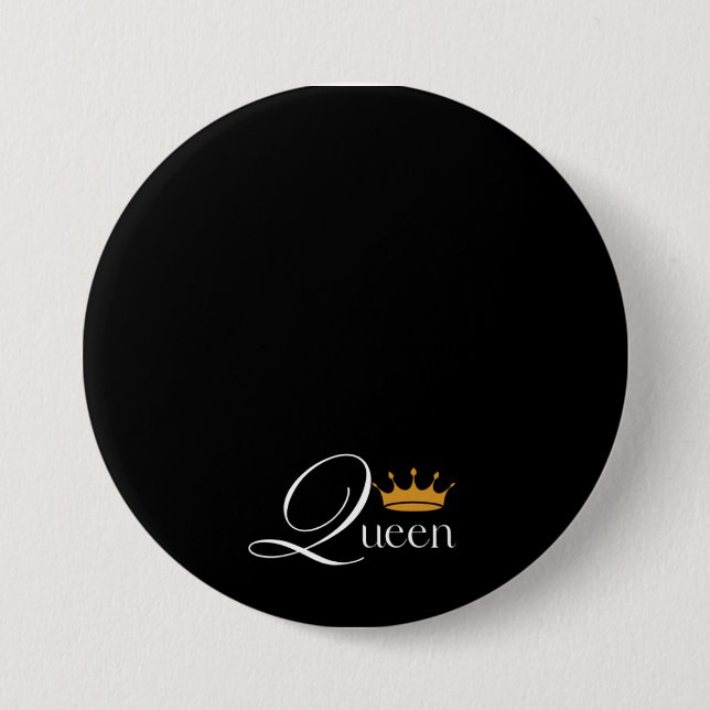"Nur Queen Vibes: Black Button mit 'Queen' (Vorderseite)