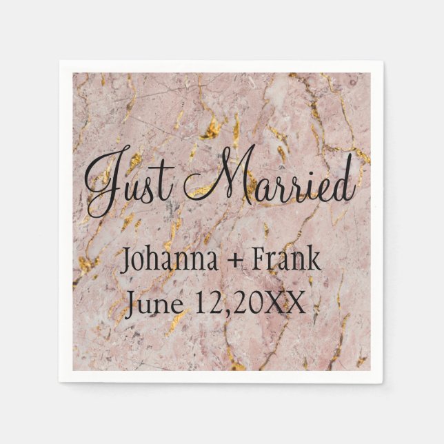 Nur Rosa und Gold Marmor heiraten Serviette (Vorderseite)
