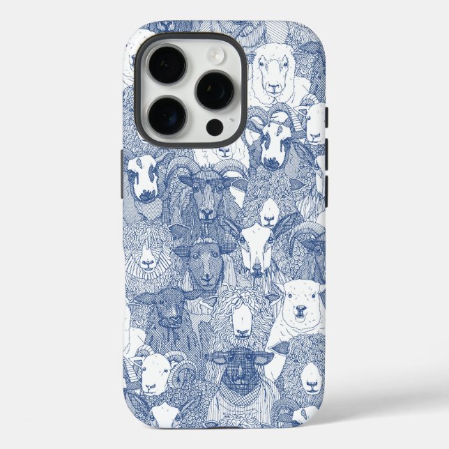 nur Schaf klassisch blau weiß iPhone 16 Pro Hülle (Rückseite)
