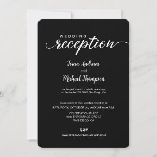Nur Schwarz-weiße Hochzeitsempfehlung mit elegante Einladung
