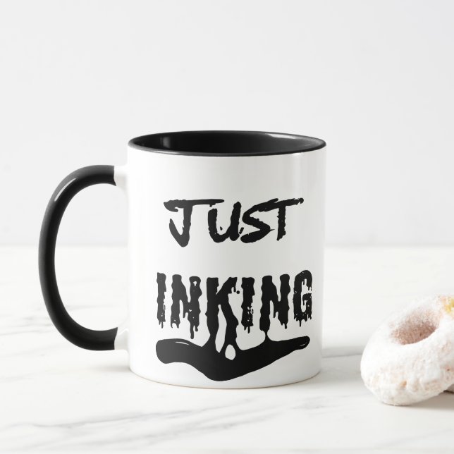 Nur schwarze Typografie zu malen Tasse (Mit Donut)