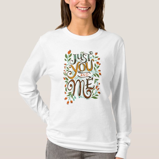 Nur Sie und ich typografischer weißer T - Shirt fü (Vorderseite)