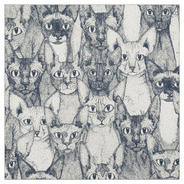 Nur Sphyx-Katzen-Indigoperle Stoff