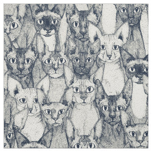 Nur Sphyx-Katzen-Indigoperle Stoff