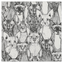 nur Sphyx-Katzen Schwarz-weiß Stoff