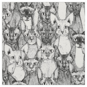 nur Sphyx-Katzen Schwarz-weiß Stoff